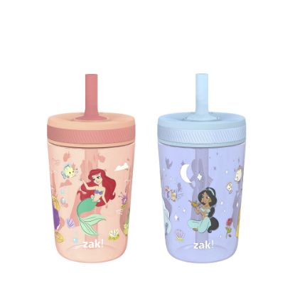 Picture of Zak Designs Disney Princess Kelso Toddler Cups For Travel or Home, 15oz 2-Pack Plastic Sippy Cups, Leak-Proof For Kids (Ariel, Aurora, Belle, Cinderella, Jasmine, Mulan, Rapunzel, Tiana)