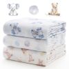 Picture of Momcozy Muslin Best Wishes Swaddle Blankets, Ultra Soft Neutral Registry Essentials, Whispering Bears & Elephants, Breathable Large 47'' x 47'' Newborn Boys Girls Receiving Blanket