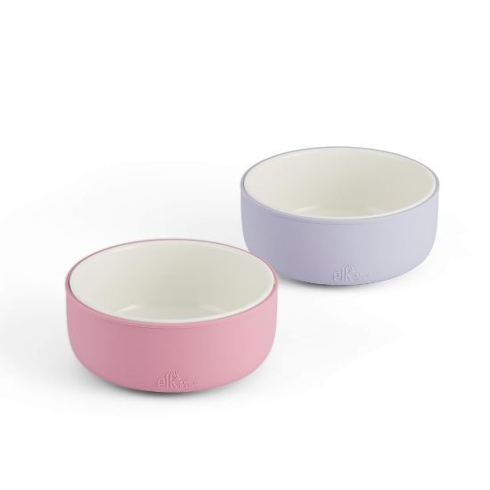 Picture of Elk and Friends Kids Porcelain Bowls with Silicone Sleeve | Kids/Toddler/Baby Feeding | Microwave & Dishwasher Safe | Non slip | Cereal/Soup/Snack Dishes & Dinnerware