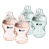 Picture of Tommee Tippee Natural Start Anti-Colic BPA Free Baby Bottles, 9oz, Newborn 0+ Months, Slow Flow Breast-Like Nipple, Designed for Seamless Transitions Between Bottle and Breast, Pink/Green, Pack of 4