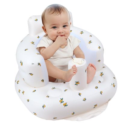 Picture of EKEPE Inflatable Baby Seat for Babies 3 Months & Up, Infant Floor Seats for Sitting Up, Baby Seats for Infants, Blow Up Baby Chair with Built in Air Pump - Olive Flower