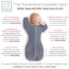 Picture of SwaddleDesigns Transitional Swaddle Sack, Arms Up Half-Length Sleeves & Mitten Cuffs, Swaddle for Newborn Transition to Baby Sleep Sack Wearable Blanket, Medium, 3-6 Month, 14-21 lb, Heathered Denim