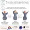 Picture of SwaddleDesigns Transitional Swaddle Sack, Arms Up Half-Length Sleeves & Mitten Cuffs, Swaddle for Newborn Transition to Baby Sleep Sack Wearable Blanket, Medium, 3-6 Month, 14-21 lb, Heathered Denim