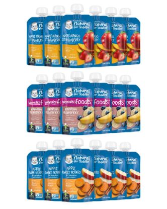 Picture of Gerber Baby Food Pouches, Toddler 12+ Months, Assorted Fruit Variety Pack, 3.5 Ounce (Set of 18)