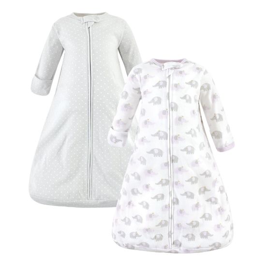Picture of Hudson Baby Unisex Baby Cotton Wearable Sleeping Bag, Sack, Blanket, Lilac Elephants Long Sleeve, 18-24 Months