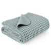Picture of Konssy Waffle Baby Blankets, Nursery Blankets for Boys Girls, Swaddle Blankets Neutral Soft Lightweight Toddler and Kids Throw Blankets(Light Green)