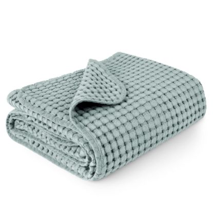 Picture of Konssy Waffle Baby Blankets, Nursery Blankets for Boys Girls, Swaddle Blankets Neutral Soft Lightweight Toddler and Kids Throw Blankets(Light Green)
