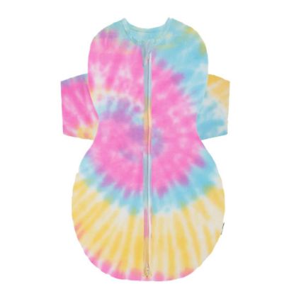 Picture of Happiest Baby SNOO Sleep Sack - 100% Organic Cotton Baby Swaddle Blanket - Doctor Designed Promotes Healthy Hip Development (Tie Dye Rainbow, Large)
