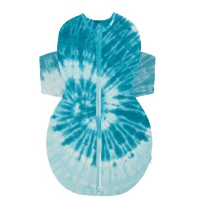 Picture of Happiest Baby SNOO Sleep Sack - 100% Organic Cotton Baby Swaddle Blanket - Doctor Designed Promotes Healthy Hip Development (Tie Dye Blue, Large)