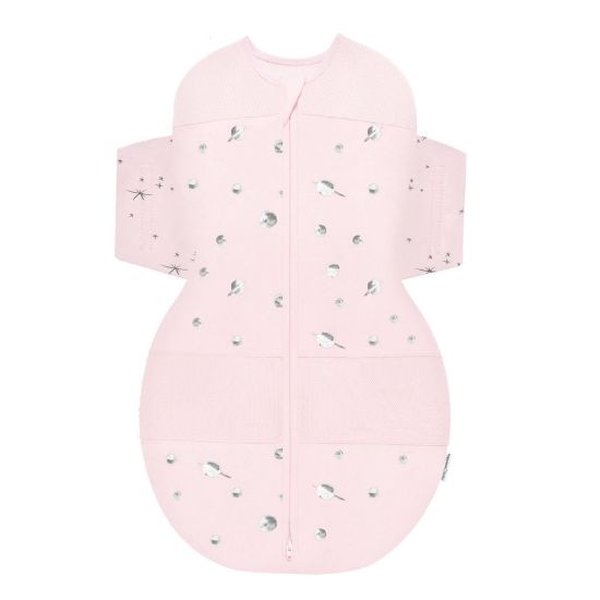 Picture of Happiest Baby SNOO Sleep Sack - 100% Organic Cotton Baby Swaddle Blanket - Doctor Designed Promotes Healthy Hip Development (Rose Planets, Small)