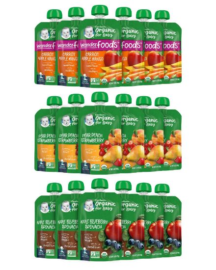 Picture of Gerber Organic Baby Food Pouches, 2nd Foods for Sitter, Fruit & Veggie Variety Pack, 3.5 Ounce (Set of 18)