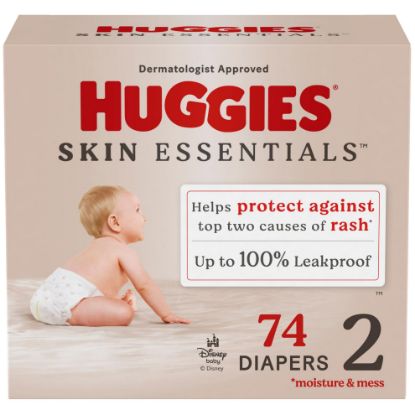Picture of Huggies Size 2 Diapers, Skin Essentials Baby Diapers, Size 2 (12-18 lbs), 74 Count, Packaging May Vary
