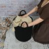 Picture of XUANGUO Black Cotton Rope Laundry Basket Hamper for Clothes Woven Storage Basket for Living Room Bedroom Boho Tall Rope Baskets for Blanket Toys Pillow Towels Baby Nursery Hamper Bin Large
