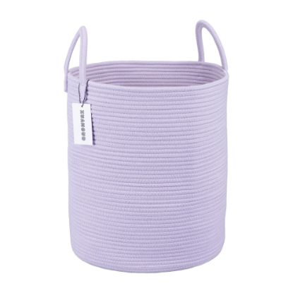 Picture of XUANGUO Rope Laundry Basket Hamper for Clothes Woven Storage Basket for Living Room Bedroom Boho Tall Rope Baskets for Blanket Toys Pillow Towels Baby Nursery Hamper Bin Large purple or lavender