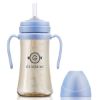 Picture of GROSMIMI Spill Proof no Spill Magic Sippy Cup with Straw with Handle for Baby and Toddlers, Customizable, PPSU, BPA Free 10 oz (Sky blue)