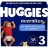 Picture of Huggies Size 3 Overnites Baby Diapers: Overnight Diapers, Size 3 (16-28 lbs), 58 Ct