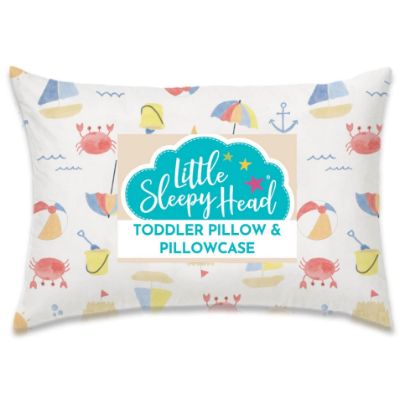 Picture of Toddler Pillow with Pillowcase 13x18, Kids Pillow for Sleeping, Toddler Pillow 2 Year Old, Better Neck Support Ergonomic Pillow and Toddler Pillowcase, Best Pillows for Kids (Beach Days)