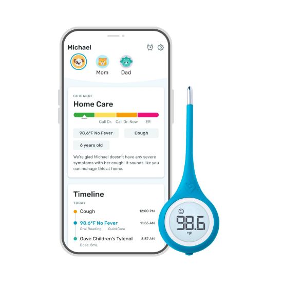 Picture of Kinsa Smart,Fever, Digital Medical Baby, Kid and Adult Termometro - Accurate, Fast, FDA Cleared Thermometer for Oral, Armpit or Rectal Temperature Reading - QuickCare