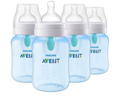 Picture of Philips Avent Anti-Colic Bottle with AirFree Vent, 9oz, with Flow 2 Nipples, 1m+, 4pk, Blue, SCY703/24
