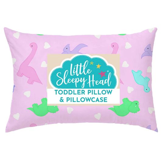 Picture of Toddler Pillow with Pillowcase 13x18 - Kids Pillow for Sleeping - Toddler Pillow - Better Neck Support Ergonomic Pillow and Toddler Pillowcase - Best Pillows for Kids (Dinosaurs Pink)