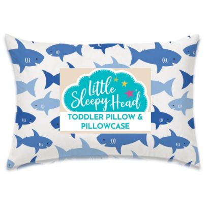 Picture of Toddler Pillow with Pillowcase 13x18, Kids Pillow for Sleeping, Toddler Pillow 2 Year Old, Better Neck Support Ergonomic Pillow and Toddler Pillowcase, Best Pillows for Kids (Fintastic Friends)
