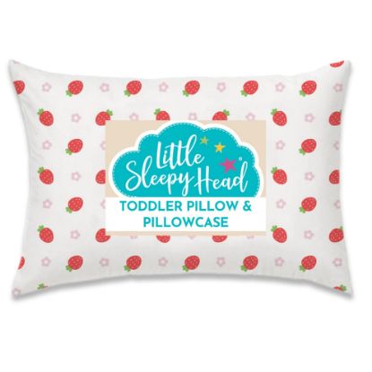 Picture of Toddler Pillow with Pillowcase 13x18, Kids Pillow for Sleeping, Toddler Pillow 2 Year Old, Better Neck Support Ergonomic Pillow and Toddler Pillowcase, Best Pillows for Kids (Strawberries)