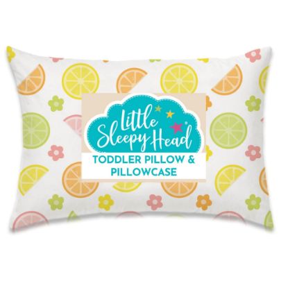 Picture of Toddler Pillow with Pillowcase 13x18, Kids Pillow for Sleeping, Toddler Pillow 2 Year Old, Better Neck Support Ergonomic Pillow and Toddler Pillowcase, Best Pillows for Kids (Citrus Blossom)