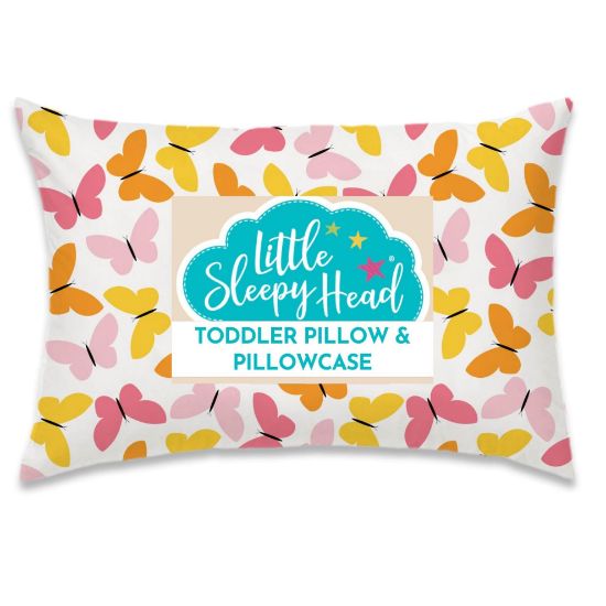 Picture of Toddler Pillow with Pillowcase 13x18, Kids Pillow for Sleeping, Toddler Pillow 2 Year Old, Better Neck Support Ergonomic Pillow and Toddler Pillowcase, Best Pillows for Kids (Butterflies)