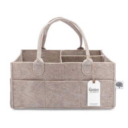 Picture of Parker Baby Co. Diaper Caddy - Nursery Storage Bin and Car Organizer for Diapers and Baby Wipes - Oatmeal, Large