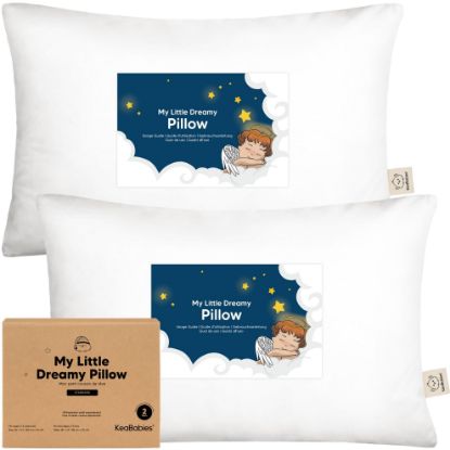 Picture of KeaBabies 2-Pack Toddler Pillow 13x18 - Soft Organic Cotton Kids Travel Bed Pillows for Sleeping, School, Nap, Machine Washable, Toddlers 2 to 5, Pillowcase Sold Separately (Soft White)