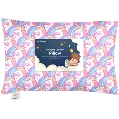 Picture of Toddler Pillow with Pillowcase - 13x18 My Little Dreamy Kids Travel Bed Pillows for Sleeping, Organic Cotton Small Pillowcase, Soft & Breathable, Machine Washable, Toddlers 2-5 Years Old (Unicorn)