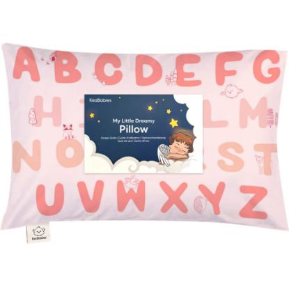 Picture of Toddler Pillow with Pillowcase - 13x18 My Little Dreamy Kids Travel Bed Pillows for Sleeping, Organic Cotton Small Pillowcase, Soft & Breathable, Machine Washable,Toddlers 2-5 years old(KeaABC Sakura)