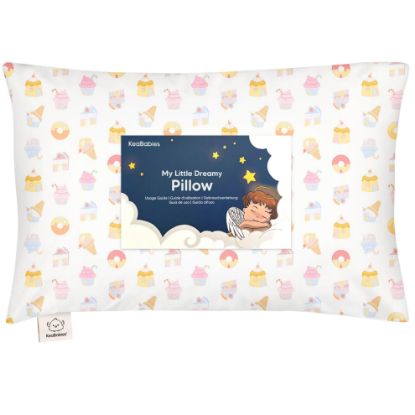 Picture of Toddler Pillow with Pillowcase - 13x18 My Little Dreamy Kids Travel Bed Pillows for Sleeping, Organic Cotton Small Pillowcase, Soft & Breathable, Machine Washable, Toddlers 2-5 Years Old (Sweetopia)