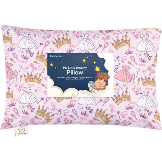 Picture of Toddler Pillow with Pillowcase - 13x18 My Little Dreamy Kids Travel Bed Pillows for Sleeping, Organic Cotton Small Pillowcase, Soft & Breathable, Machine Washable,Toddlers 2-5 years old(Dear Princess)