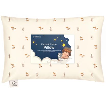 Picture of Toddler Pillow with Pillowcase - 13x18 My Little Dreamy Kids Travel Bed Pillows for Sleeping, Organic Cotton Small Pillowcase, Soft & Breathable, Machine Washable, Toddlers 2-5 Years Old (Fox Tales)