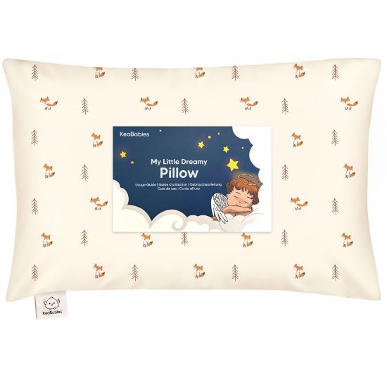 Picture of Toddler Pillow with Pillowcase - 13x18 My Little Dreamy Kids Travel Bed Pillows for Sleeping, Organic Cotton Small Pillowcase, Soft & Breathable, Machine Washable, Toddlers 2-5 Years Old (Fox Tales)