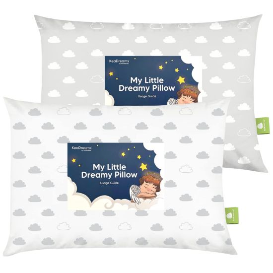 Picture of KeaBabies 2-Pack Toddler Pillow 13x18 - Soft Organic Cotton Kids Travel Bed Pillows for Sleeping, School, Nap, Machine Washable, Toddlers 2 to 5, Pillowcase Sold Separately (Cloud)