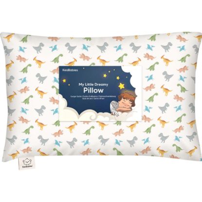 Picture of Toddler Pillow with Pillowcase - 13x18 My Little Dreamy Kids Travel Bed Pillows for Sleeping, Organic Cotton Small Pillowcase, Soft & Breathable, Machine Washable, Toddlers 2-5 Years Old (Roarsome)