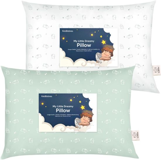 Picture of KeaBabies 2-Pack Toddler Pillow 13x18 - Soft Organic Cotton Kids Travel Bed Pillows for Sleeping, School, Nap, Machine Washable, Toddlers 2 to 5, Pillowcase Sold Separately (Bunnies)