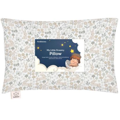 Picture of Toddler Pillow with Pillowcase - 13x18 My Little Dreamy Kids Travel Bed Pillows for Sleeping, Organic Cotton Small Pillowcase, Soft & Breathable, Machine Washable, Toddlers 2-5 Years Old (Prairie)