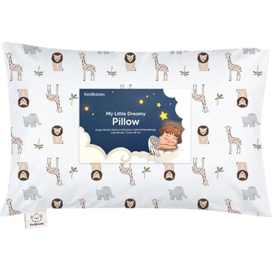 Picture of Toddler Pillow with Pillowcase - 13x18 My Little Dreamy Kids Travel Bed Pillows for Sleeping, Organic Cotton Small Pillowcase, Soft & Breathable, Machine Washable, Toddlers 2-5 Years Old (The Wild)