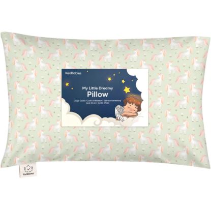 Picture of Toddler Pillow with Pillowcase - 13x18 My Little Dreamy Kids Travel Bed Pillows for Sleeping, Organic Cotton Small Pillowcase, Soft & Breathable, Machine Washable, Toddlers 2-5 Years Old (Grace)
