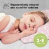 Picture of Toddler Pillow with Pillowcase - 13x18 My Little Dreamy Kids Travel Bed Pillows for Sleeping, Organic Cotton Small Pillowcase, Soft & Breathable, Machine Washable, Toddlers 2-5 Years Old (Swan Lake)