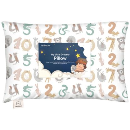 Picture of Toddler Pillow with Pillowcase - 13x18 My Little Dreamy Kids Travel Bed Pillows for Sleeping, Organic Cotton Small Pillowcase, Soft & Breathable, Machine Washable, Toddlers 2-5 Years Old (Wild Count)