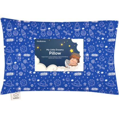 Picture of Toddler Pillow with Pillowcase - 13x18 My Little Dreamy Kids Travel Bed Pillows for Sleeping, Organic Cotton Small Pillowcase, Soft & Breathable, Machine Washable,Toddlers 2-5 Years Old(Off to Space)