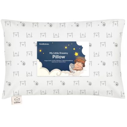 Picture of Toddler Pillow with Pillowcase - 13x18 My Little Dreamy Kids Travel Bed Pillows for Sleeping, Organic Cotton Small Pillowcase, Soft & Breathable, Machine Washable, Toddlers 2-5 years old (Bumble Bear)