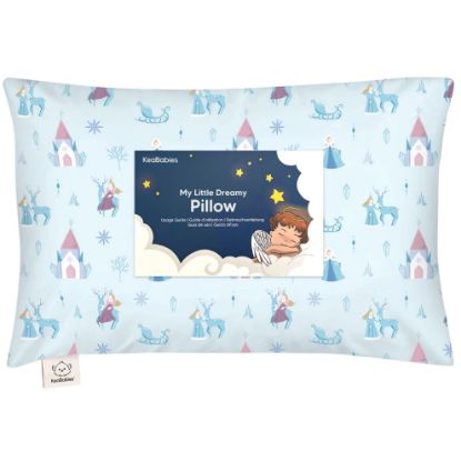 Picture of Toddler Pillow with Pillowcase - 13x18 My Little Dreamy Kids Travel Bed Pillows for Sleeping, Organic Cotton Small Pillowcase,Soft & Breathable,Machine Washable,Toddlers 2-5 years old(Enchanted Frost)