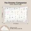 Picture of Toddler Pillow with Pillowcase - 13x18 My Little Dreamy Kids Travel Bed Pillows for Sleeping, Organic Cotton Small Pillowcase, Soft & Breathable, Machine Washable, Toddlers 2-5 Years Old (Escapade)