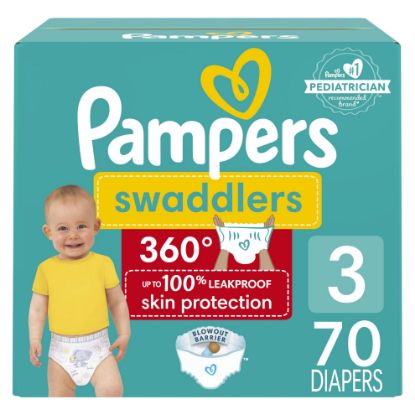 Picture of Pampers Diapers - Swaddlers 360 - Size 3, 70 Count, for up to 100% Leakproof Premium Skin Protection