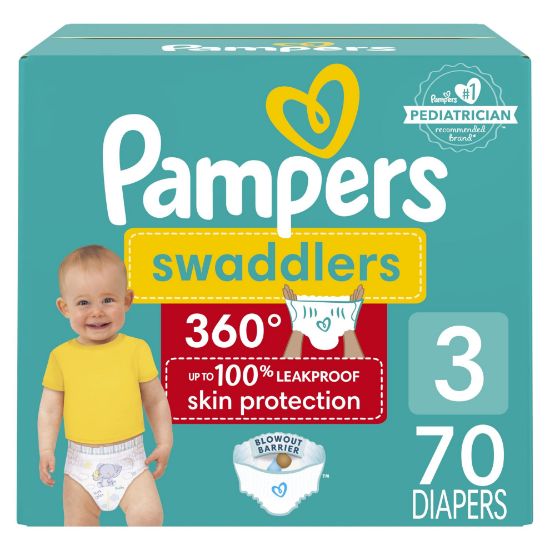 Picture of Pampers Diapers - Swaddlers 360 - Size 3, 70 Count, for up to 100% Leakproof Premium Skin Protection